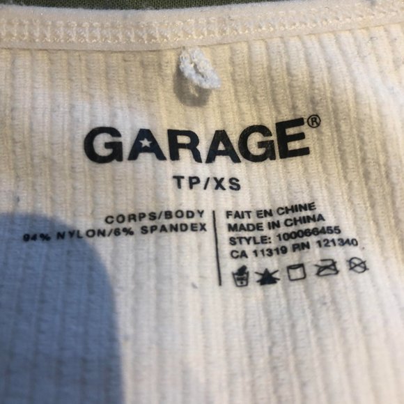 Garage, White Ribbed Crop Top. Size US S. - Picture 4 of 4